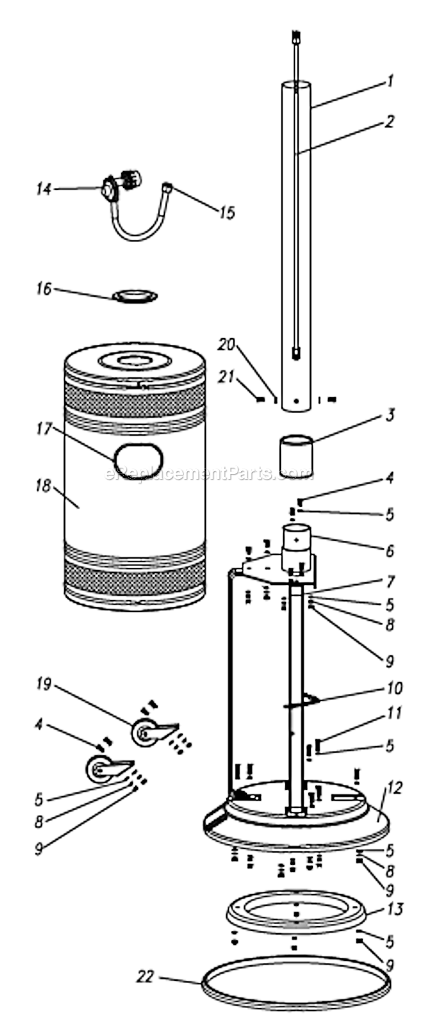 Page B Diagram and Parts List for PC-02  Patio Comfort Heater
